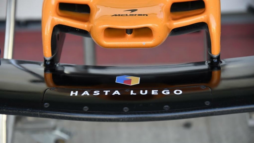 "See you soon" Alonso on the front wing of the MCL33